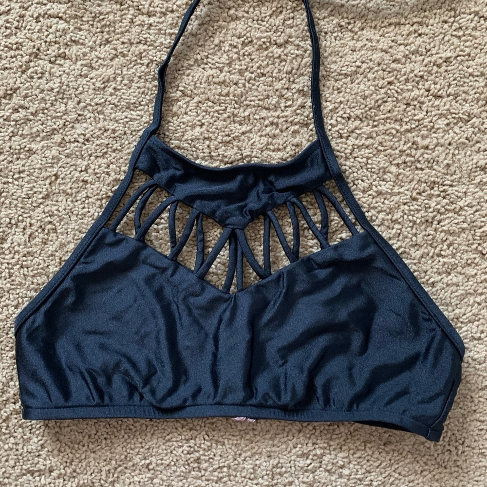 Black halter bikini top